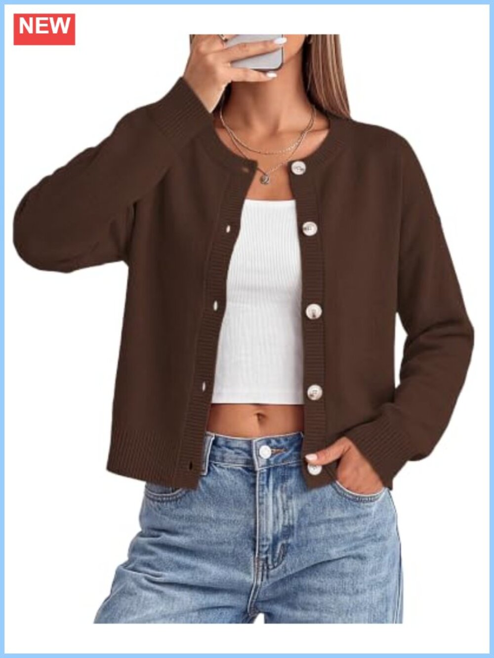 Womens Cropped Button Down Cardigan Sweater Cropped Fall Layer